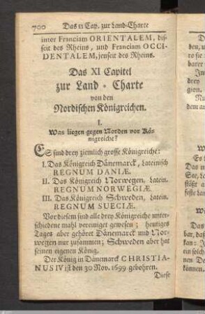Das XI. Capitel zur Land-Charte von den Nordischen Königreichen.