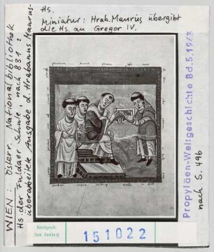 Wien, Nationalbibliothek: Cod. Vindob. 652, Hrabanus Maurus, De laudibus sanctae crucis, WIdmungsbild, Fulda 831-840