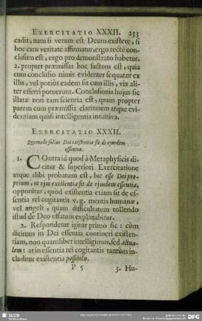 Exercitatio XXXII. Quomodo solius Dei existentia sit de eiusdem essentia