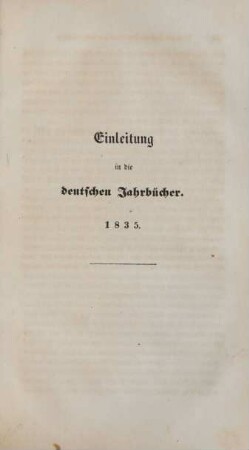 Einleitung in die deutschen Jahrbücher
