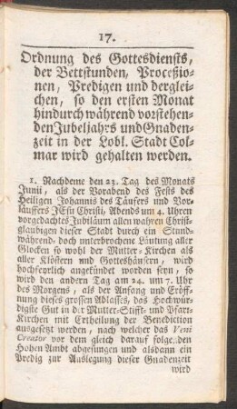Ordnung des Gottesdiensts, der Bettstunden, Proceßionen, Predigen und dergleichen, so den ...