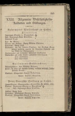 XXII. Allgemeine Wohltätigkeits-Anstalten und Stiftungen.