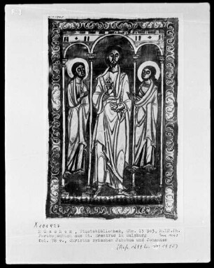 Perikopenbuch aus dem Benediktinerinnenkloster Sankt Erentrud auf dem Nonnberg — Christus zwischen Jakobus und Johannes, Folio 78verso