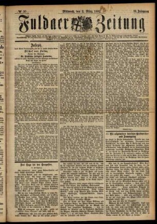 Ausgabe vom Mittwoch, den 02. März 1892.