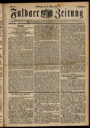 Ausgabe vom Mittwoch, den 02. März 1892.