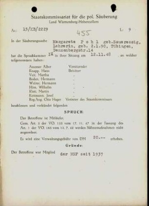 Pohl, Margarete, geb. Saueressig