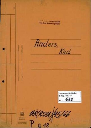 Personenheft Karl Anders (*09.03.1894), Regierungsamtmann