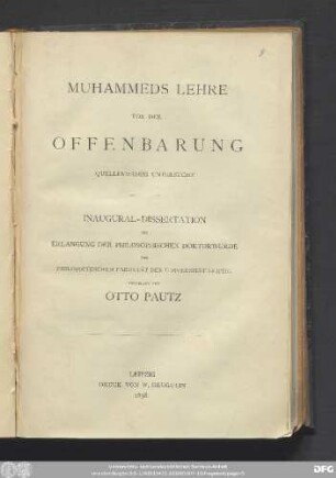 Muhammeds Lehre von der Offenbarung