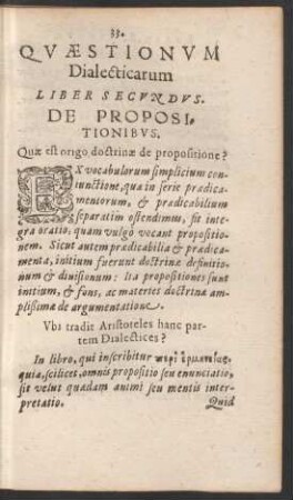Quaestionum Dialecticarum Liber Secundus.