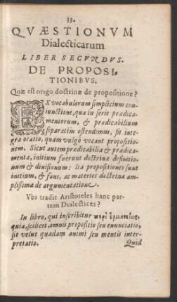 Quaestionum Dialecticarum Liber Secundus.