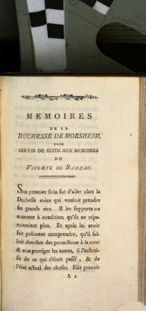 Memoires De Madame La Duchesse De Morsheim, Ou Suite Des Memoires Du Vicomte de Barjac. 2