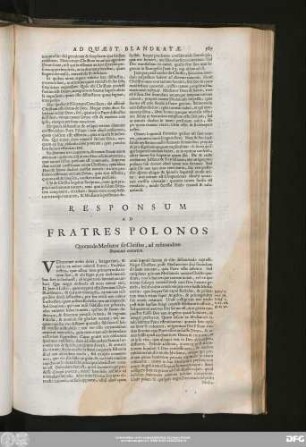 Reponsum Ad Fratres Polonos Quomodo Mediator sit Christus, ad refutandum Stancari errorem.