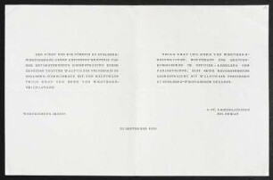 Brief von Thilo Werthern-Beichlingen, Botho Stolberg-Wernigerode und Renata von Schönaich-Carolath an Gerhart Hauptmann