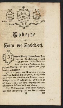 Lobrede des Herrn von Knobelsdorf.