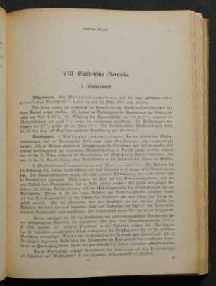VIII. Städtische Betriebe.