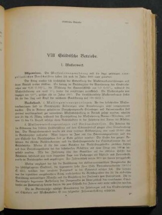 VIII. Städtische Betriebe.