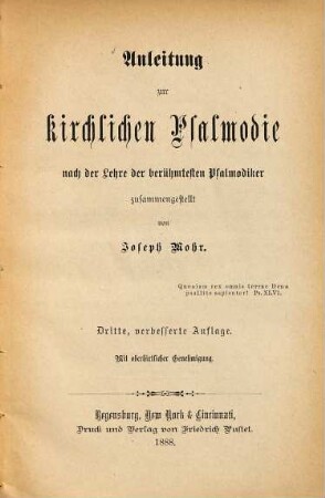 Anleitung zur kirchlichen Psalmodie