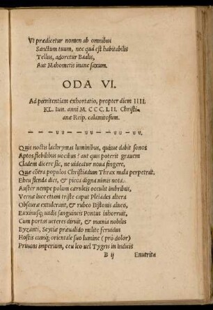 Oda VI. Ad poenitentiam exhortatio ...