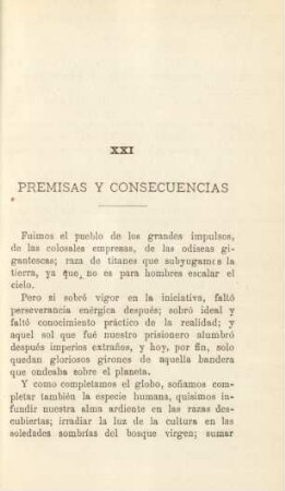 XXI. Premisas y consecuencias