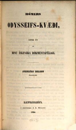 Hómers [Homerus] Odysseifs-kvaeði