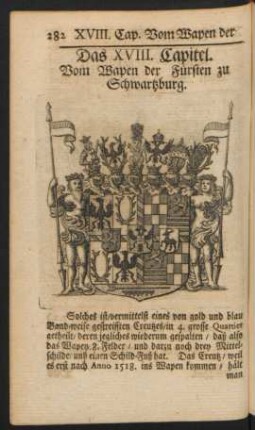 Das XVIII. Capitel. Vom Wapen der Fürsten zu Schwartzburg