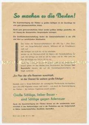 Flugblatt an LPG-Bauern für Großflächenbewirtschaftung