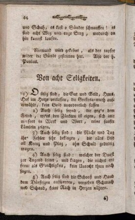 Von acht Seligkeiten.