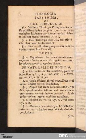 Pars Prima, De Fine Theologiæ.