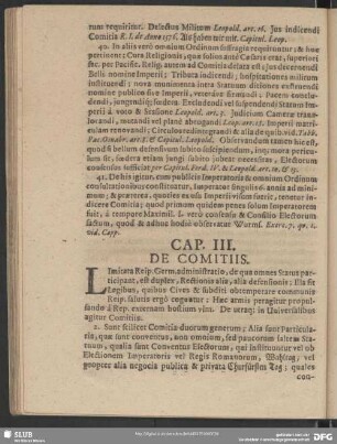 Cap. III. De Comitiis