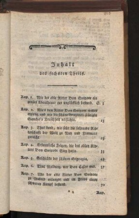 Inhalt des sechsten Theils