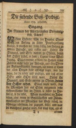Die siebende Buß-Predigt, Anno 1715. gehalten.
