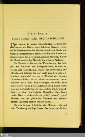 Erstes Kapitel: Standpunkt Der Weltanschauung