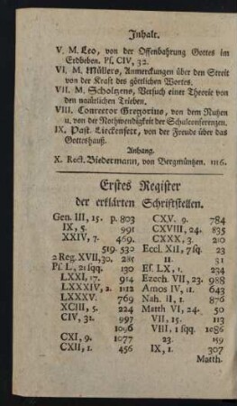 Erstes Register der erklärten Schriftstellen.