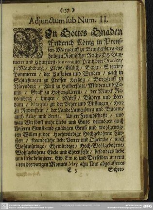 Adjunctum sub Num. II.