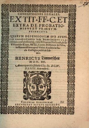 Conclusiones leg. de probationibus et praesumpt.