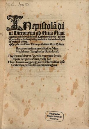 In epistolam divi Hieronymi ad Niciam commentarioli duo