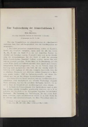 Eine Neuberechnung der Atomfraktionen. I.