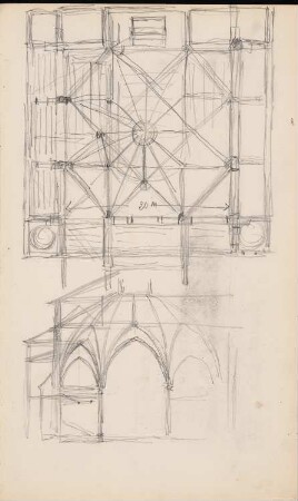 Kapelle: Grundrisse, Schnitt (aus: Skizzenalbum 3)