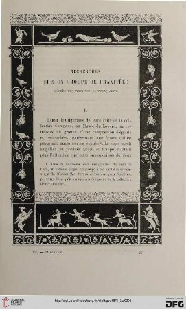 2. Pér. 12.1875: Recherches sur un groupe de Praxitèle d'après les figurines de terre cuite