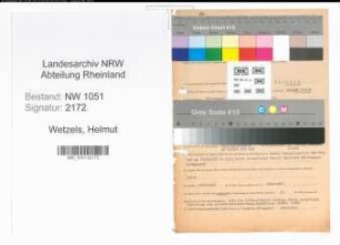 Entnazifizierung Helmut Wetzels , geb. 07.12.1918 (Lehrer)