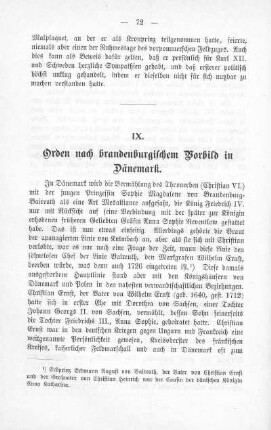 IX. Orden nach brandenburgischem Vorbild in Dänemark