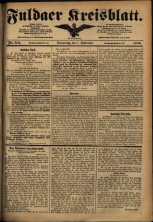 Ausgabe vom Donnerstag, den 07. September 1905.
