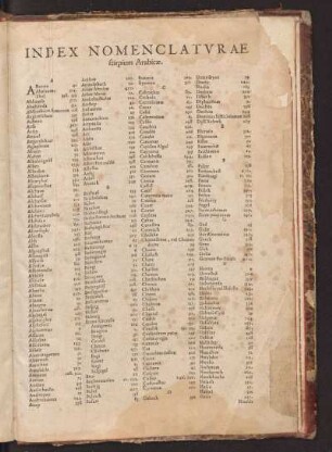 Index Nomenclatvrae stirpium Arabicae
