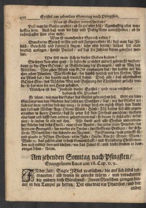 Am zehenden Sonntag nach Pfingsten / Evangelium Lucae am 18. Cap. v. 9.