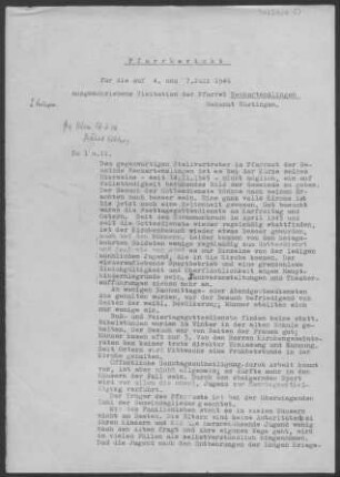 Neckartenzlingen: Pfarrbericht 1946