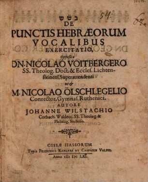 De Punctis Hebraeorum vocalibus Exercitatio