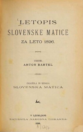 Letopis Matice Slovenske. 1896