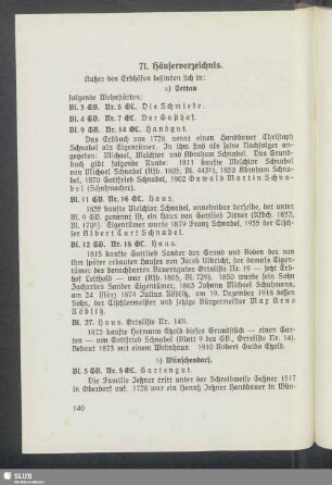 71. Häuserverzeichnis