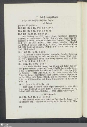 71. Häuserverzeichnis