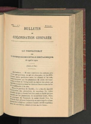 Le Protectorat De L'Afrique Orientale Britannique De 1908 À 1910.